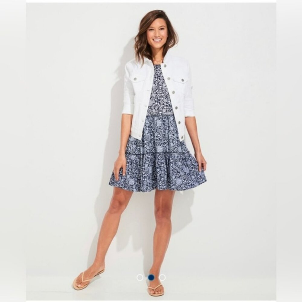 Vineyard Vines Vine Floral Tiered Seersucker Cover-Up Sundress Size Large